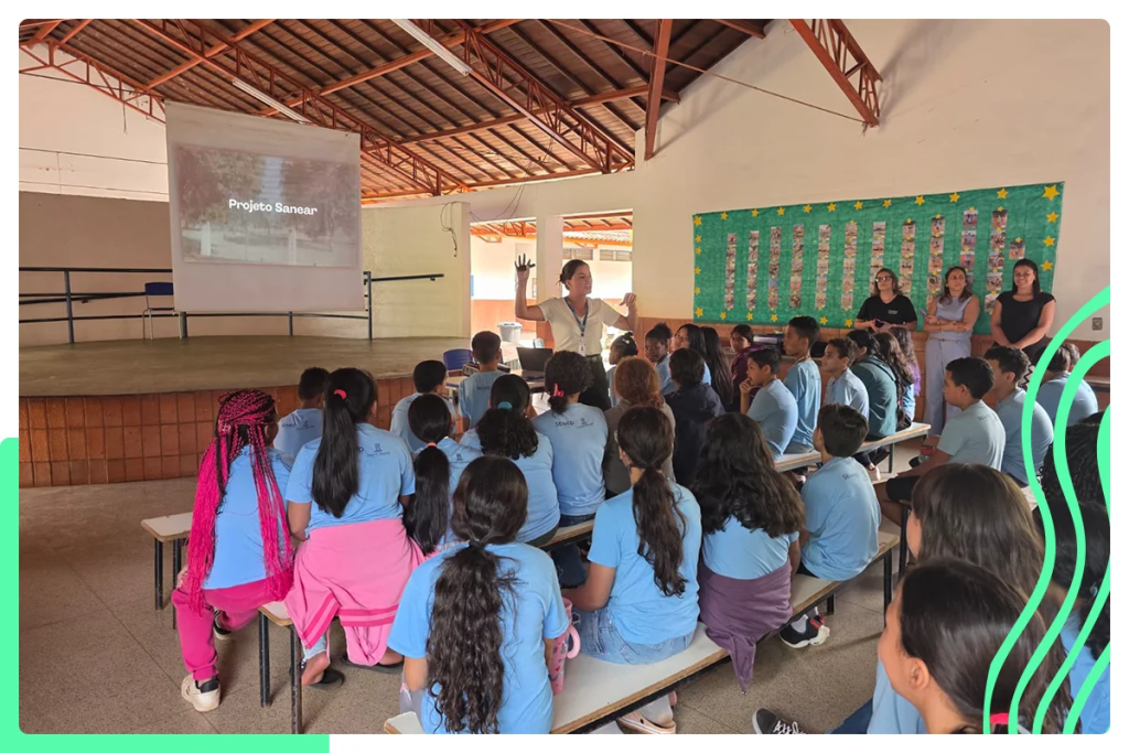 A palestra é um momento de aprendizado sobre saneamento
